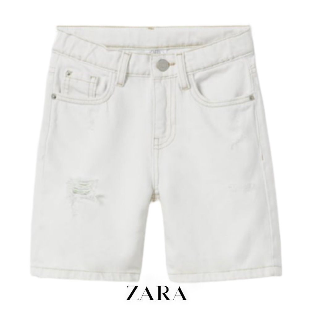 ZARA Kids | Ecru | RIPPED DENIM SHORTS